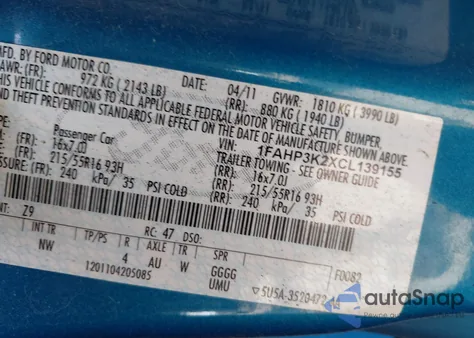 2012 Ford Focus Se из США, поврежденный, VIN 1FAHP3K2XCL139155